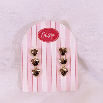 Triple Heart Drop Earrings