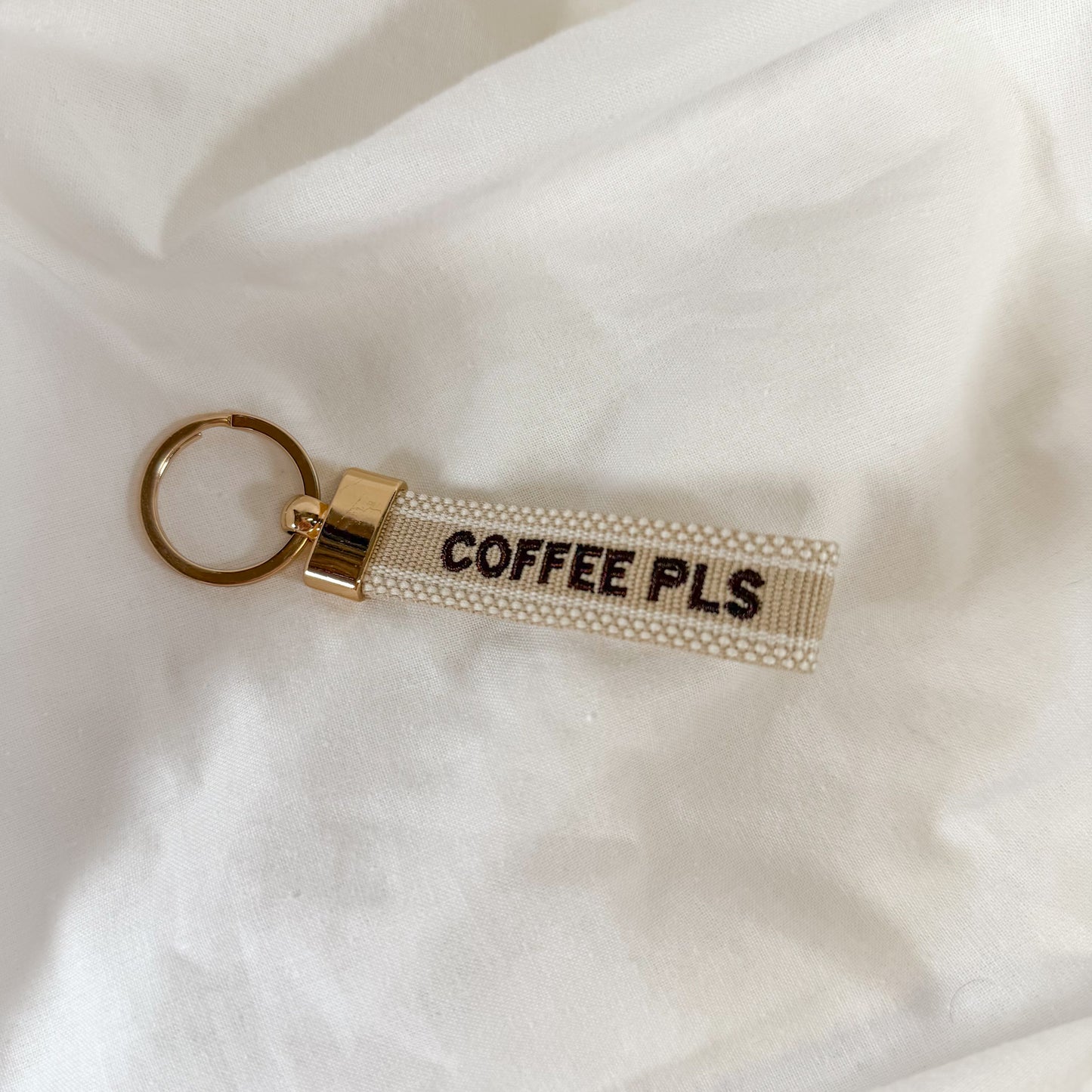 Coffee Pls Embroidered Keychain