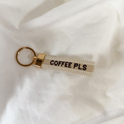 Coffee Pls Embroidered Keychain