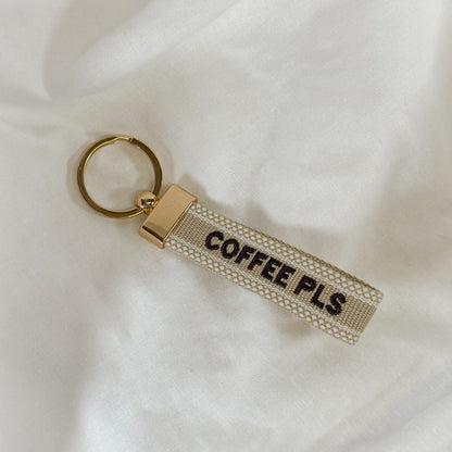 Coffee Pls Embroidered Keychain
