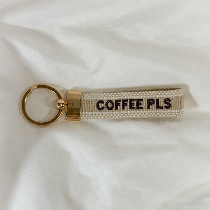 Coffee Pls Embroidered Keychain