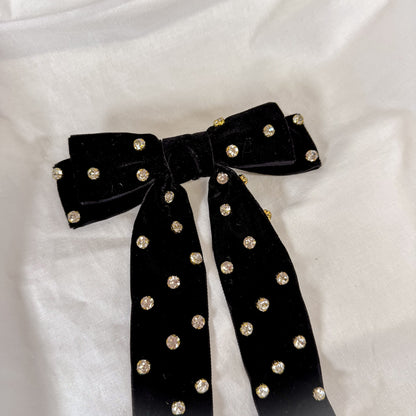 Rhinestone Velvet Hair Bow