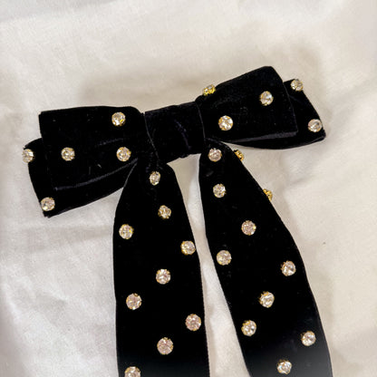Rhinestone Velvet Hair Bow