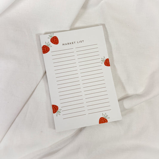 Strawberry Market List Notepad