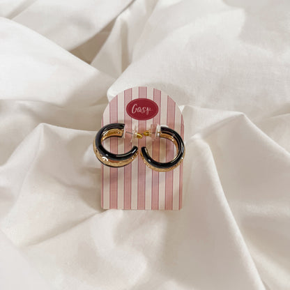 Black Stripe Hoop Earrings
