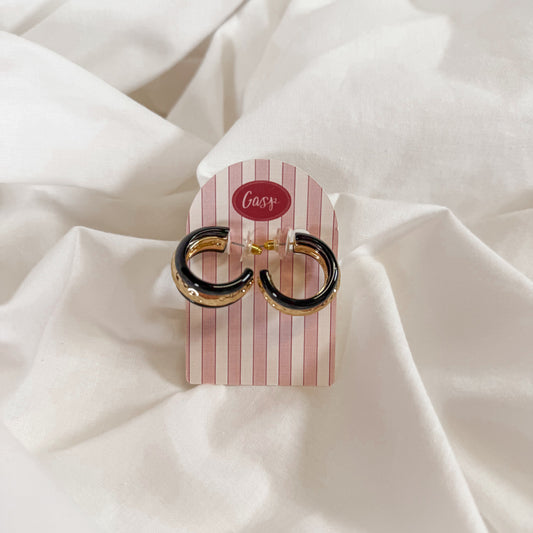 Black Stripe Hoop Earrings