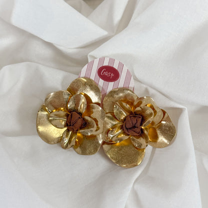 Large Gold Flower Earrings