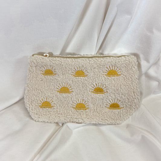 Sunrise Embroidered Teddy Pouch