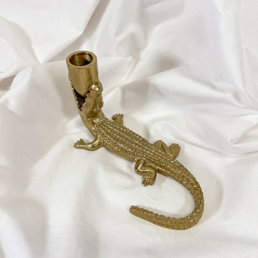 Gator Brass Candle Holder