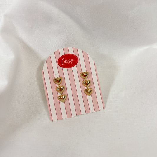 Triple Heart Drop Earrings