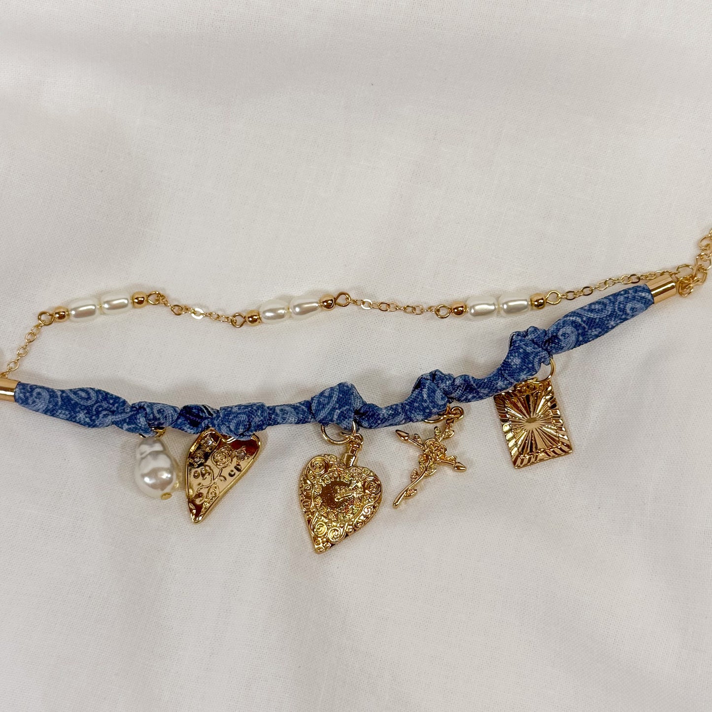 Denim Scarf Charm Bracelet