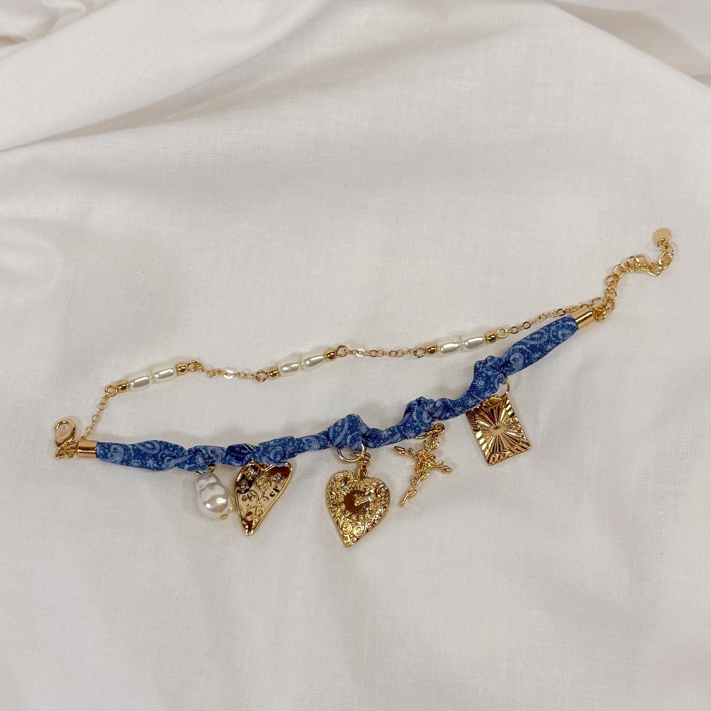 Denim Scarf Charm Bracelet