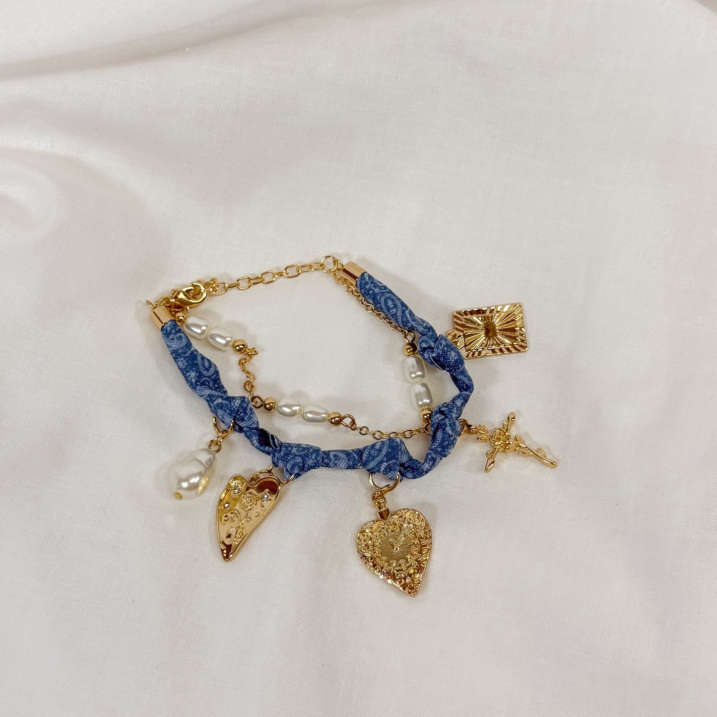 Denim Scarf Charm Bracelet