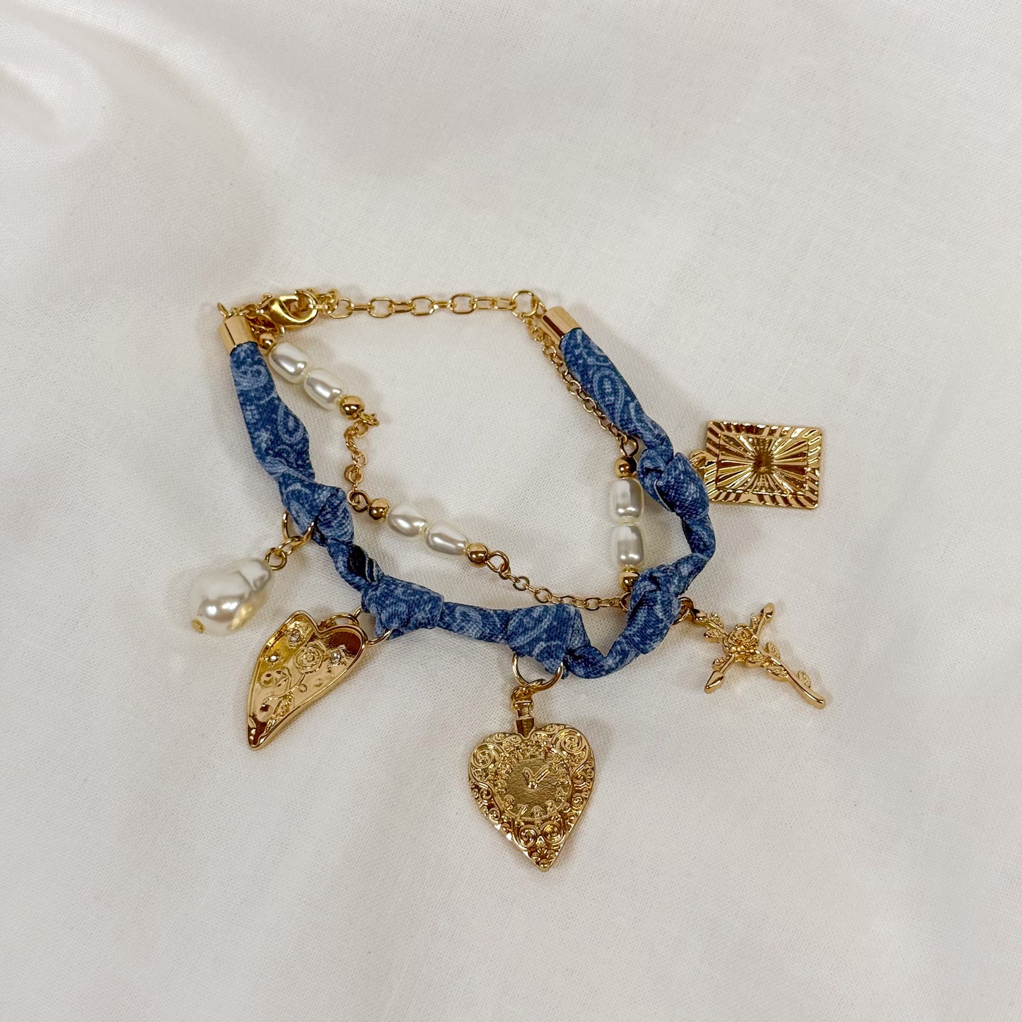 Denim Scarf Charm Bracelet