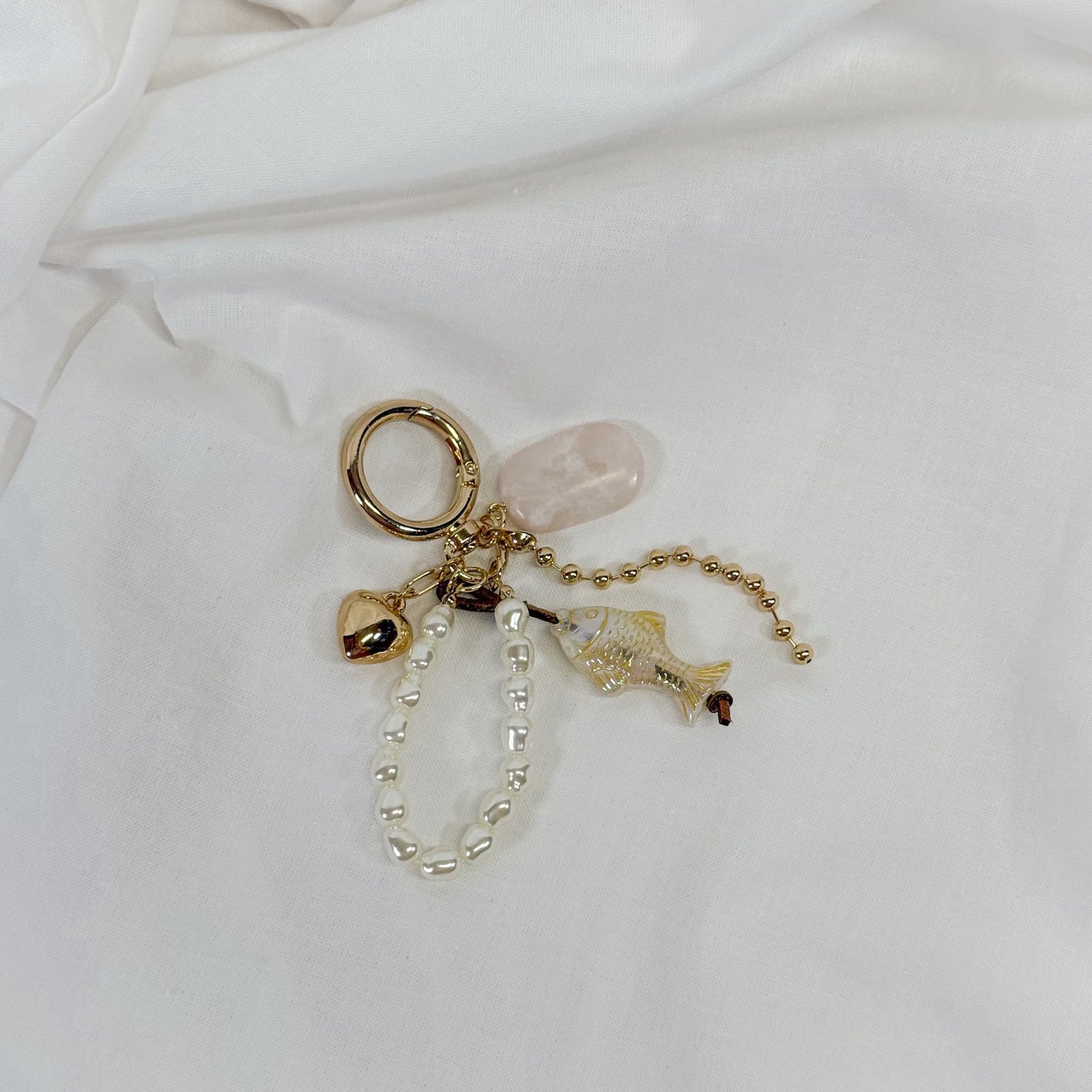 Pearly Fish Bag Charm Keychain