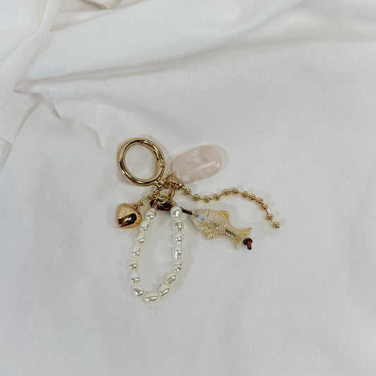 Pearly Fish Bag Charm Keychain