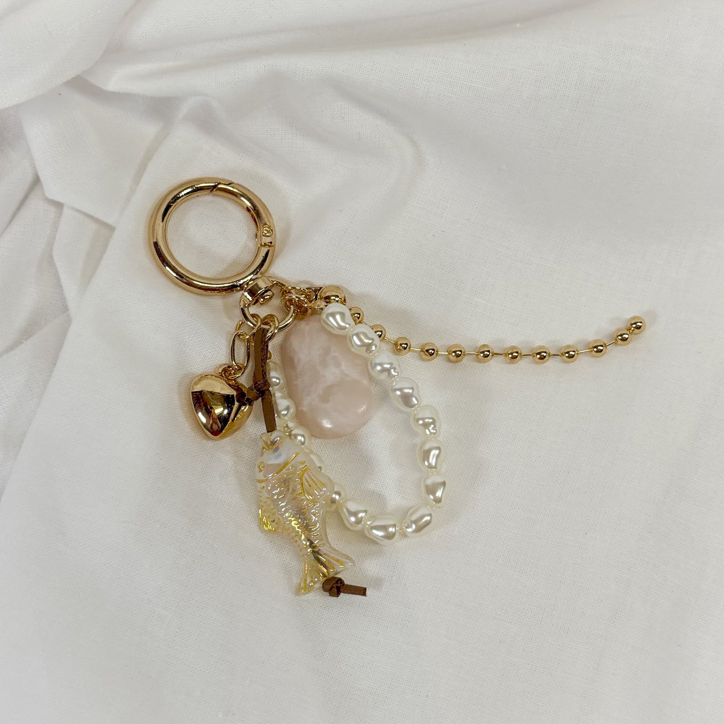 Pearly Fish Bag Charm Keychain