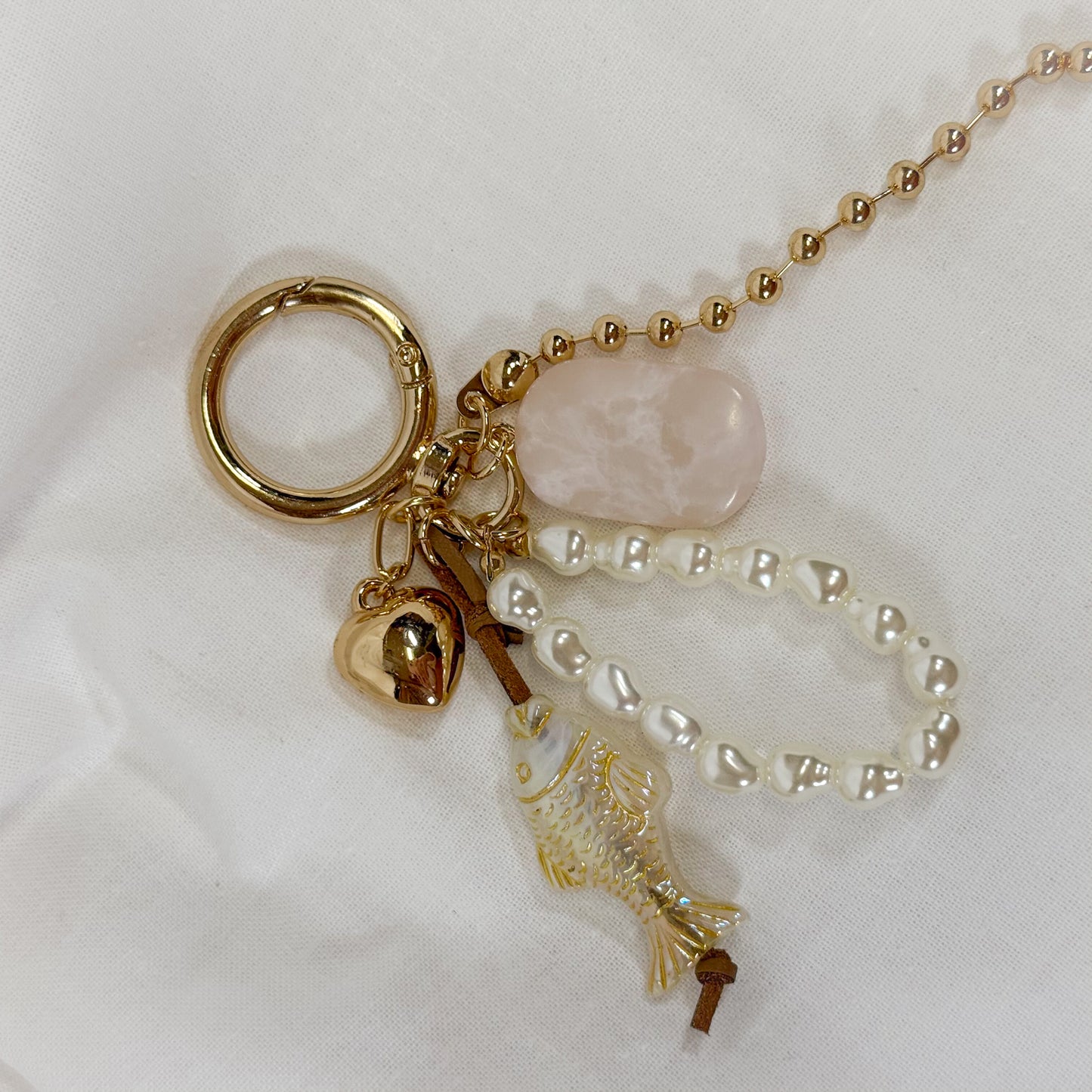 Pearly Fish Bag Charm Keychain