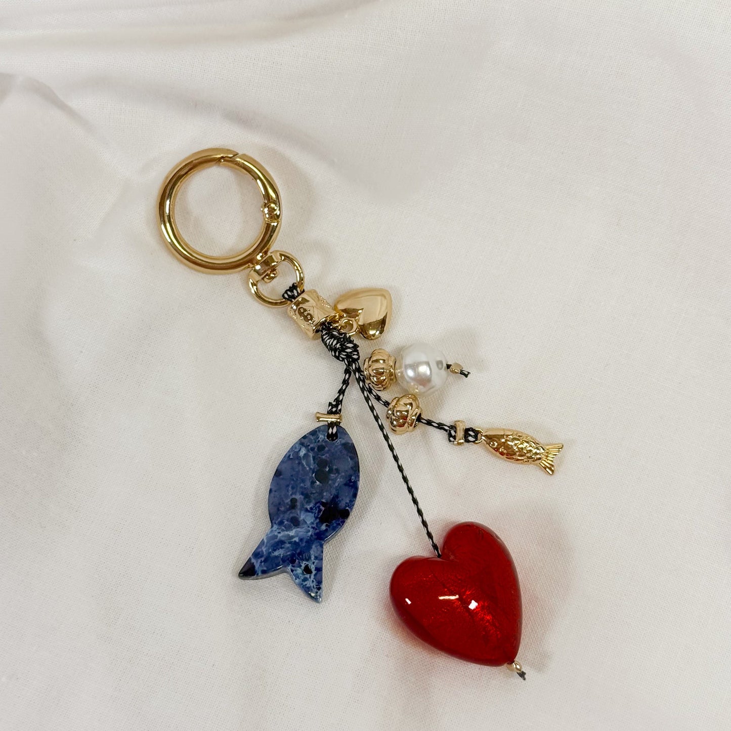 Fish & Hearts Bag Charm Keychain