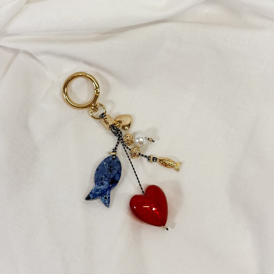 Fish & Hearts Bag Charm Keychain