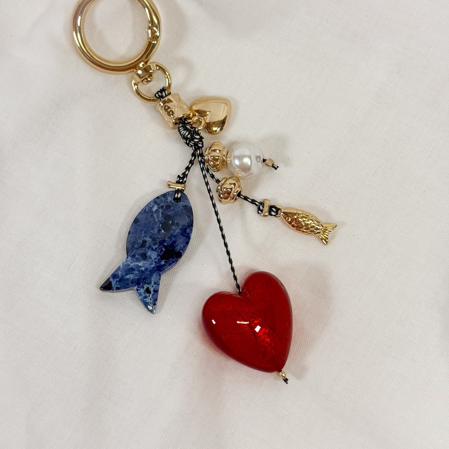 Fish & Hearts Bag Charm Keychain