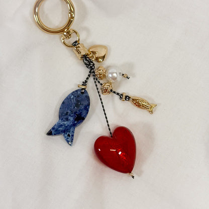 Fish & Hearts Bag Charm Keychain
