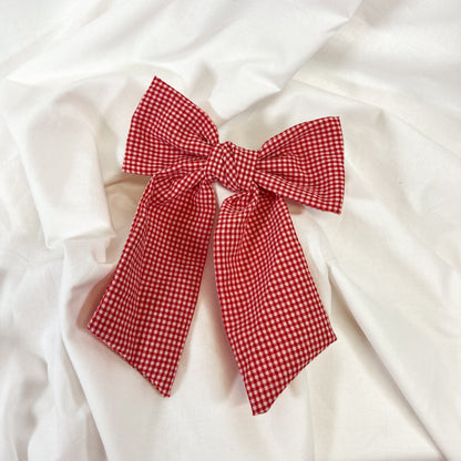 Red Gingham Hair Bow