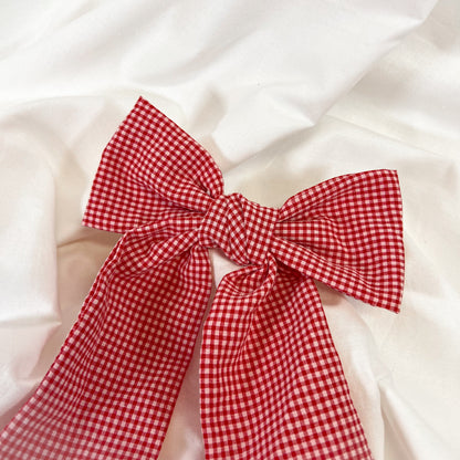 Red Gingham Hair Bow