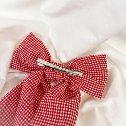 Red Gingham Hair Bow