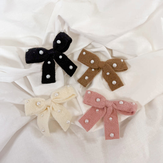 Pearl Ribbon Bow Hair Clip