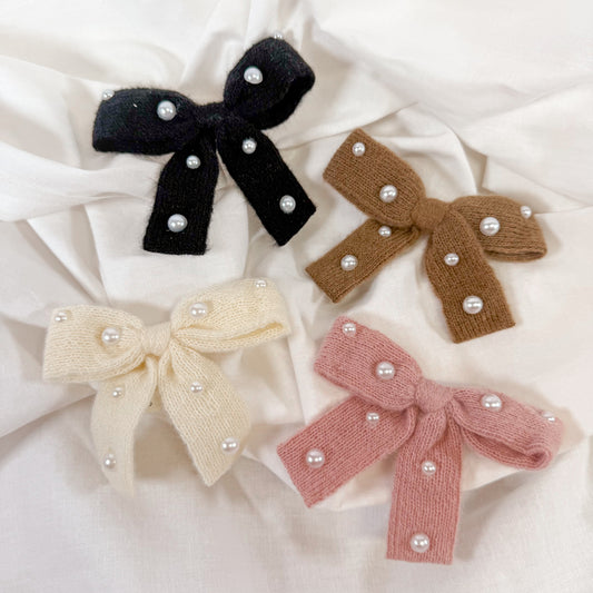 Pearl Ribbon Bow Hair Clip