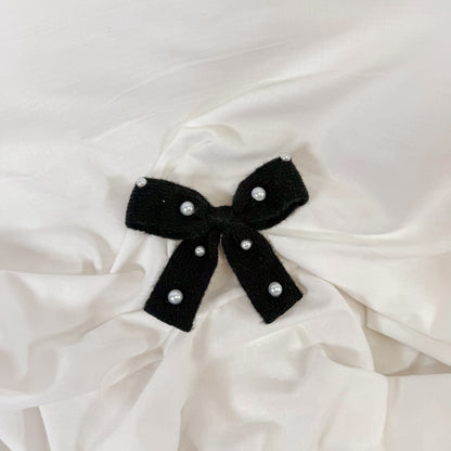 Pearl Ribbon Bow Hair Clip