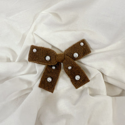 Pearl Ribbon Bow Hair Clip