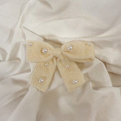 Pearl Ribbon Bow Hair Clip