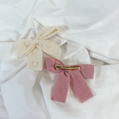 Pearl Ribbon Bow Hair Clip