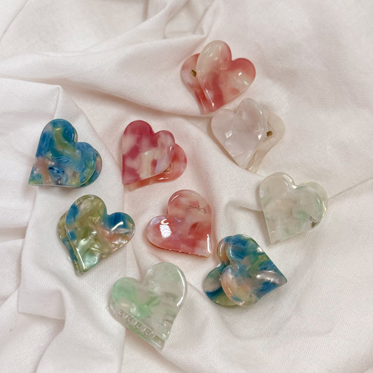 Marble Heart Mini Claw Hair Clip