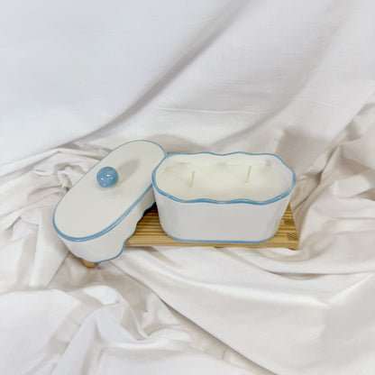 Scalloped Ceramic Dish Candle