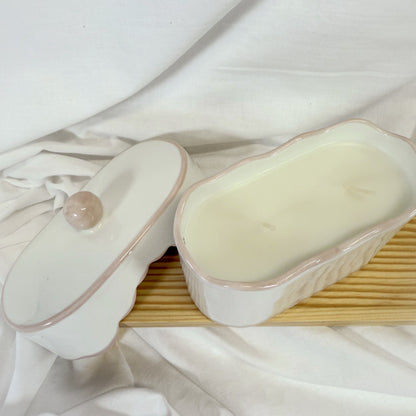 Scalloped Ceramic Dish Candle