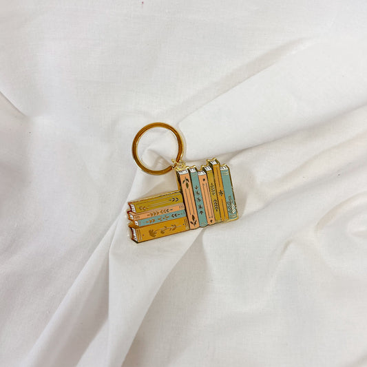 Floral Book Stack Keychain