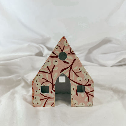 Winter Floral Paper Mache House