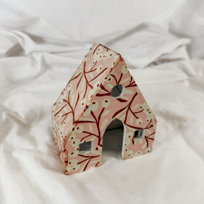 Winter Floral Paper Mache House