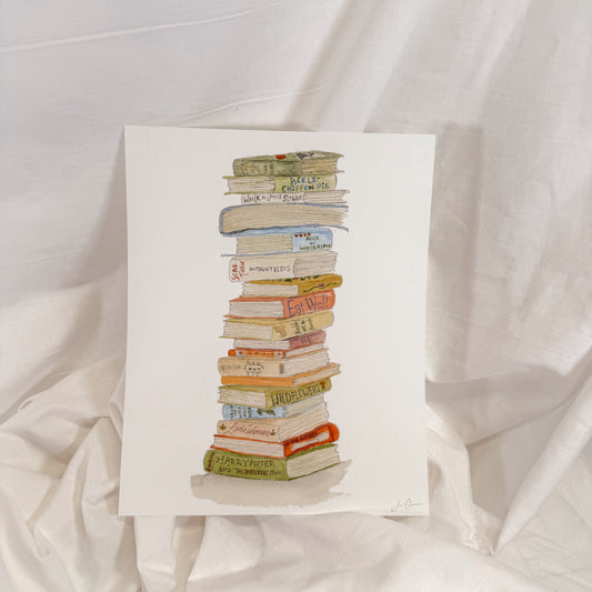 Book Stack Wall Art Print