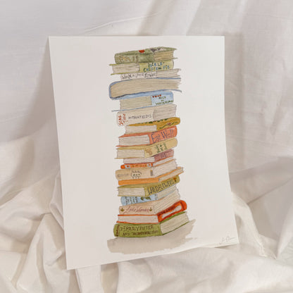 Book Stack Wall Art Print
