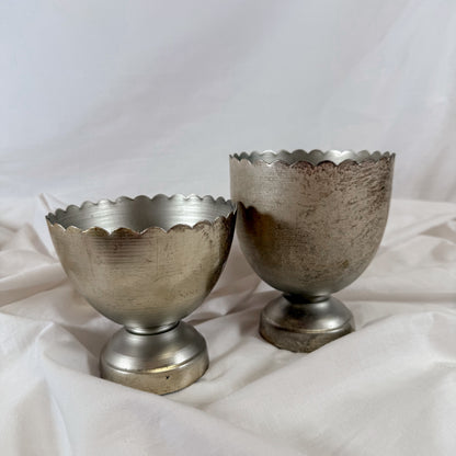 Scalloped Metal Pedestal Bowl