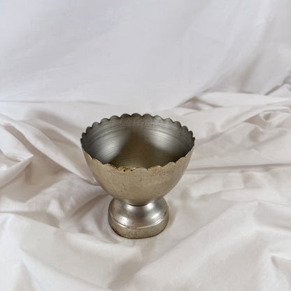Scalloped Metal Pedestal Bowl