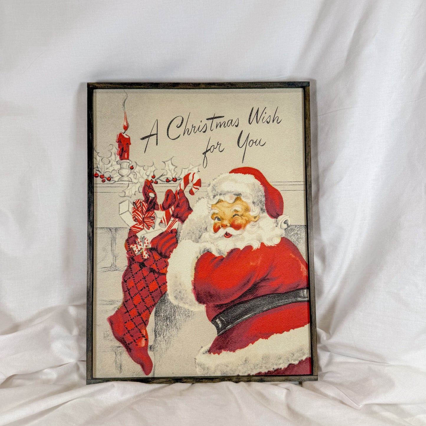 Santa Wood Framed Christmas Art