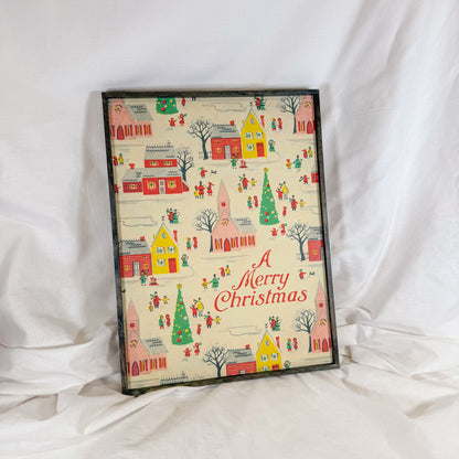 Christmas Village Wood Framed Holiday Art
