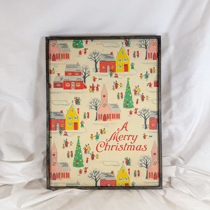 Christmas Village Wood Framed Holiday Art