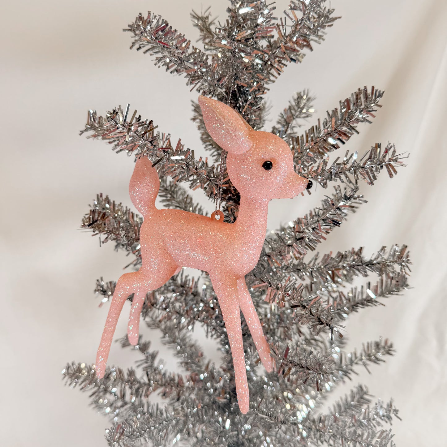 Vintage Pink Deer Christmas Ornament