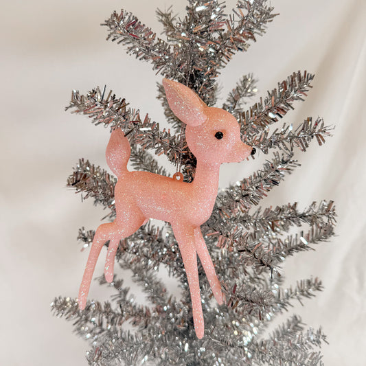 Vintage Pink Deer Christmas Ornament